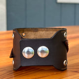 Unique Handcrafted Genuine Leather with Buckle Detail Bracelet-Adjustable Unisex Gift Studded Cuff Wristband Brown Black