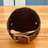 Made To Order-Small Handcrafted Genuine Brown Vegetal Leather Embossed Skull Design Cuff, Cool Gift Skull Leather Bracelet-Biker's Wristband