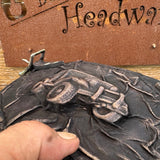 Handcrafted Rustic Color Genuine Leather Embossed 4 Wheel Jeep Design Cuff Unique Unisex Gift Life Style Leather Bracelet Wristband