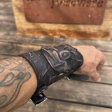 Handcrafted Rustic Color Genuine Leather Embossed 4 Wheel Jeep Design Cuff Unique Unisex Gift Life Style Leather Bracelet Wristband