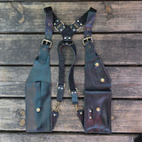 Black Genuine Leather Holster-Leather Shoulder Bag-Leather Festival Bag-Gift Travel Bag-Burning Man Gear Telephone Holder