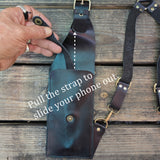 Black Genuine Leather Holster-Leather Shoulder Bag-Leather Festival Bag-Gift Travel Bag-Burning Man Gear Telephone Holder