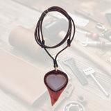 Boho Handcrafted Genuine Vegetal Leather Necklace with Gray Agate Stone-Unique Unisex Gift Fashion Jewelry