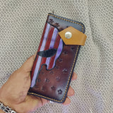 Leather Bi-fold Handpainted Skull Wallet-Vegetan Leather Wallet-Birthday Gift-Anniversary Gift