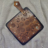 Leather Bi-fold Steampunk Wallet-Vegetan Brown Leather-Birthday Gift for Him