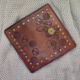 Leather Bi-fold Steampunk Wallet-Vegetan Brown Leather-Birthday Gift for Him