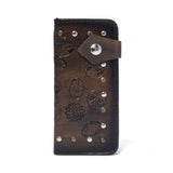 Leather Bi-fold Steampunk Wallet-Vegetan Brown Leather-Birthday Gift for Him