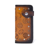 Leather Bi-fold Steampunk Wallet-Vegetan Brown Leather-Birthday Gift for Him