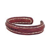 Boho Handcrafted Genuine Vegetal Leather Brown Bracelet Cuff with Stitching-Adjustable Unisex Gift Leather Fashion Jewelry Cuff (Copy)