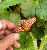 Bohemian Unique Handcrafted Vegetal Brown Leather Bracelet with Tiger's Eye Stone-Unisex Gift Fashion Jewelry-Adjustable Wristband Cuff