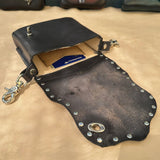 Handcrafted Vegetal Leather Multifunctional Rustic Black Color Belt Bag with Embossed Cross Design – Gift -Versatile Fanny Pack