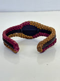 Unique Handcrafted Colored Vegetal Braided Leather Bracelet with Green Cat Eye Stone Setting-Unique Gift Fashion Jewelry Cuff-Wristband