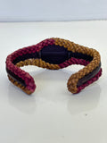 Unique Handcrafted Colored Vegetal Braided Leather Bracelet with Green Cat Eye Stone Setting-Unique Gift Fashion Jewelry Cuff-Wristband