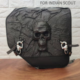 ndian Scout Handcrafted Genuine Leather Black Skull Left Side Saddlebag-Gift Indian and Universal Side Mount Bag