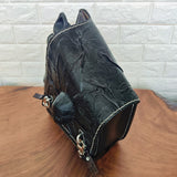 Handcrafted Vegetal Leather Black Embossed Skull Motorcycle Saddle Bag-Cool Gift Ideas-Universal-Harley Davidson Softail Swingarm Bags