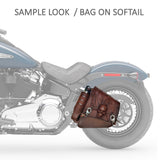 Handcrafted Brown Vegetal Leather Embossed Skull Motorcycle Left Side Saddlebag-Harley Davidson Softail-Universal Swingarm Bag