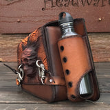 Handcrafted  Brown Black Color Vegetal Leather Motorcycle Saddlebag with Embossed Skull-Harley Davidson Sportster-Universal Swingarm Bag