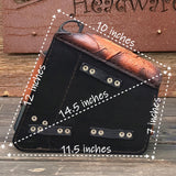 Handcrafted  Brown Black Color Vegetal Leather Motorcycle Saddlebag with Embossed Skull-Harley Davidson Sportster-Universal Swingarm Bag
