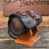 MADE TO ORDER-Handcrafted Leather Brown Rustic Color 3 Embossed Skull Tool Bag-Motorcycle Harley Davidson-Universal Motorcycle Fork Bag