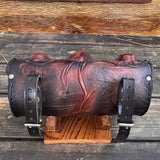 MADE TO ORDER-Handcrafted Leather Brown Rustic Color 3 Embossed Skull Tool Bag-Motorcycle Harley Davidson-Universal Motorcycle Fork Bag