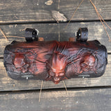 MADE TO ORDER-Handcrafted Leather Brown Rustic Color 3 Embossed Skull Tool Bag-Motorcycle Harley Davidson-Universal Motorcycle Fork Bag