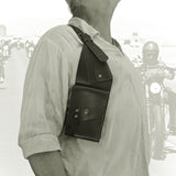 Black Genuine Leather Holster-Leather Shoulder Bag-Leather Festival Bag-Gift Travel Bag-Burning Man Gear Telephone Holder