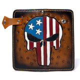 Leather Bi-fold Handpainted Skull Wallet-Vegetan Leather Wallet-Birthday Gift-Anniversary Gift