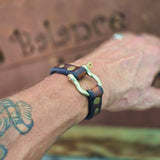 Handcrafted 7 inches fit Brown Genuine Leather Unisex Marine Style Fashion Bracelet Cuff Brass Shackle  Design Bracelet