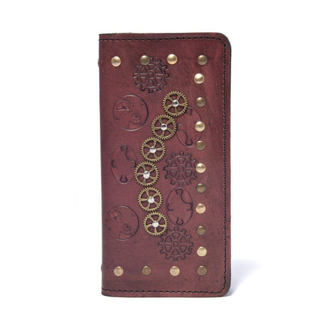 Leather Bi-fold Steampunk Wallet-Vegetan Leather-Birthday Gift-Anniversary Gift