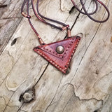 Boho Pewter and Leather Necklace (2265119260726)