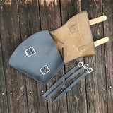 Handcrafted Genuine Vegetal Black Leather Motorcycle Left Side Saddle Bag-Universal Motorcycle-Harley Davidson Swingarm Bag
