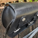 Handcrafted Genuine Vegetal Black Leather Motorcycle Left Side Saddle Bag-Universal Motorcycle-Harley Davidson Swingarm Bag