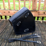 Handcrafted Genuine Vegetal Black Leather Motorcycle Left Side Saddle Bag-Universal Motorcycle-Harley Davidson Swingarm Bag