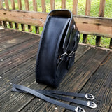 Handcrafted Genuine Vegetal Black Leather Motorcycle Left Side Saddle Bag-Universal Motorcycle-Harley Davidson Swingarm Bag