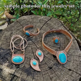 Boho Leather Choker with Turquoise Stone setting (2265121849398)