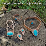 Boho Leather Earring with Turquoise Stone Setting (2265122046006)