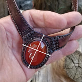 Boho Leather Chocer with Red Agate Stone (2265122144310)