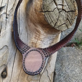 Boho Leather Chocer with Red Agate Stone (2265122144310)