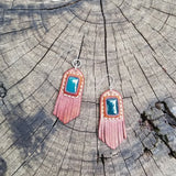 Boho Leather Earring with Jade Setting (2265118769206)