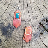 Boho Leather Earring with Jade Setting (2265118769206)