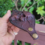 MADE TO ORDER Handcrafted Genuine Vegetal Leather Dark Brown Skull Design Cuff , Unisex Gift Skull Leather Bracelet