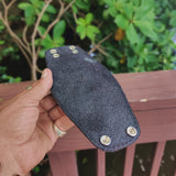 Handcrafted Genuine Vegetal Leather Black Skull Design Cuff - Unisex Gift Embossed Skull Leather Bracelet