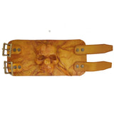 Handcrafted Genuine Vegetal Tan Color Leather Skull Design Cuff-Unique Gift Men's Skull Leather Wristband