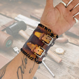 Handcrafted Genuine Vegetal Multi Color Leather Skull Design Cuff-Unique Gift Men's Embossed Skull Leather Wristband
