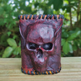 Handcrafted Genuine Vegetal Multi Color Leather Skull Design Cuff-Unique Gift Men's Embossed Skull Leather Wristband