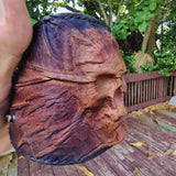 Handcrafted Genuine Brown and Black Vegetal Leather Embossed Skull Design Cuff, Unique Lifestyle Gift Skull Leather Bracelet-wristband