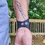 Handcrafted Genuine Black Vegetal Leather Embossed Skull Design Cuff, Unique Lifestyle Gift Skull Leather Bracelet-wristband