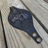 Handcrafted Genuine Black Vegetal Leather Embossed Skull Design Cuff, Unique Lifestyle Gift Skull Leather Bracelet-wristband