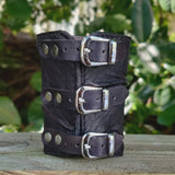 Handcrafted Genuine Black Vegetal Leather Embossed Skull Design Cuff - Unisex Gift Skull Leather Wristband-Bracelet