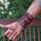 MADE TO ORDER-Handcrafted Genuine Maroon Vegetal Leather Embossed Skull Design Cuff - Unisex Gift Skull Leather Bracelet Wristband